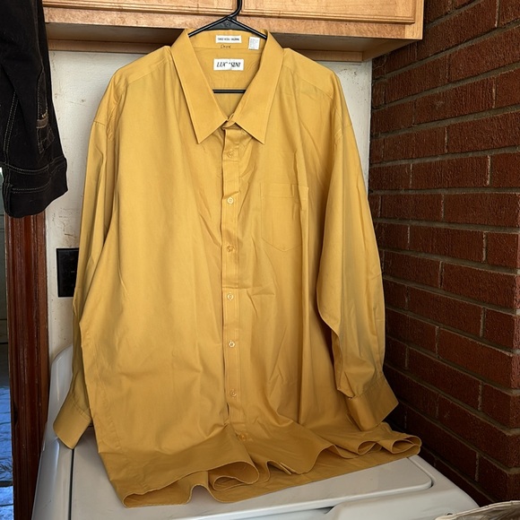 Lucasini Gold Long Sleeves Button Dress Shirt Single Needle Tailoring 22 34/35 - Picture 6 of 16